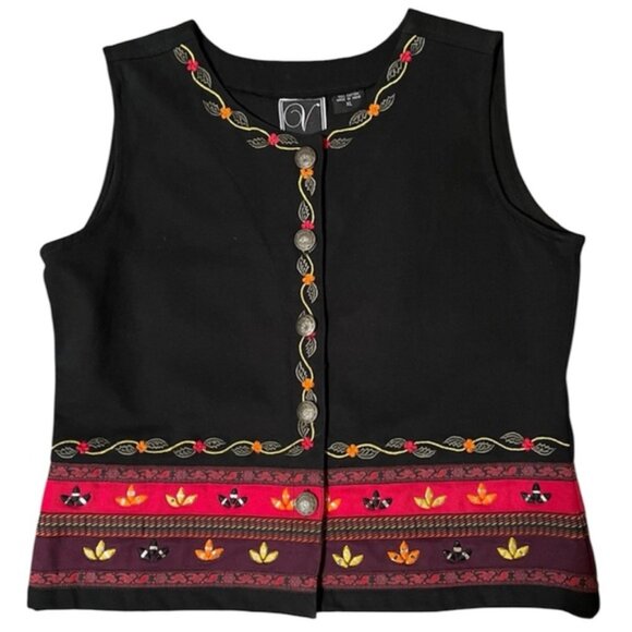 Vintage Valencia Vest XL Unique details Black Cotton - Picture 1 of 6